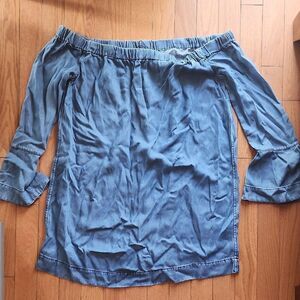 7 For All Mankind Denim Off-Shoulder Blouse